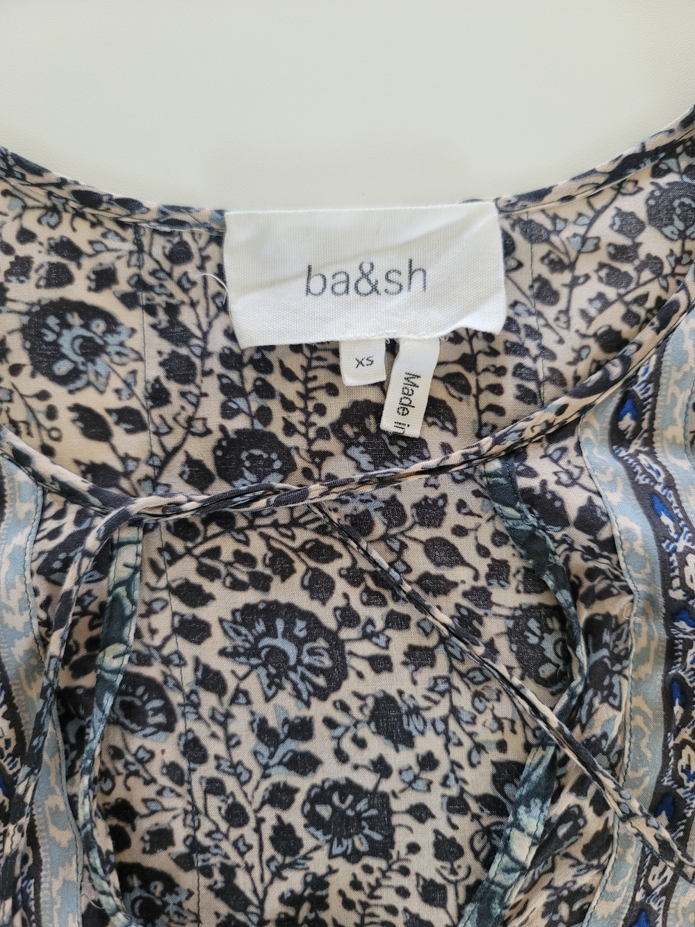 Ba&sh Travis Mini Babydoll Dress in Vert D'Eau Blue Ecru XS - Picture 5 of 13